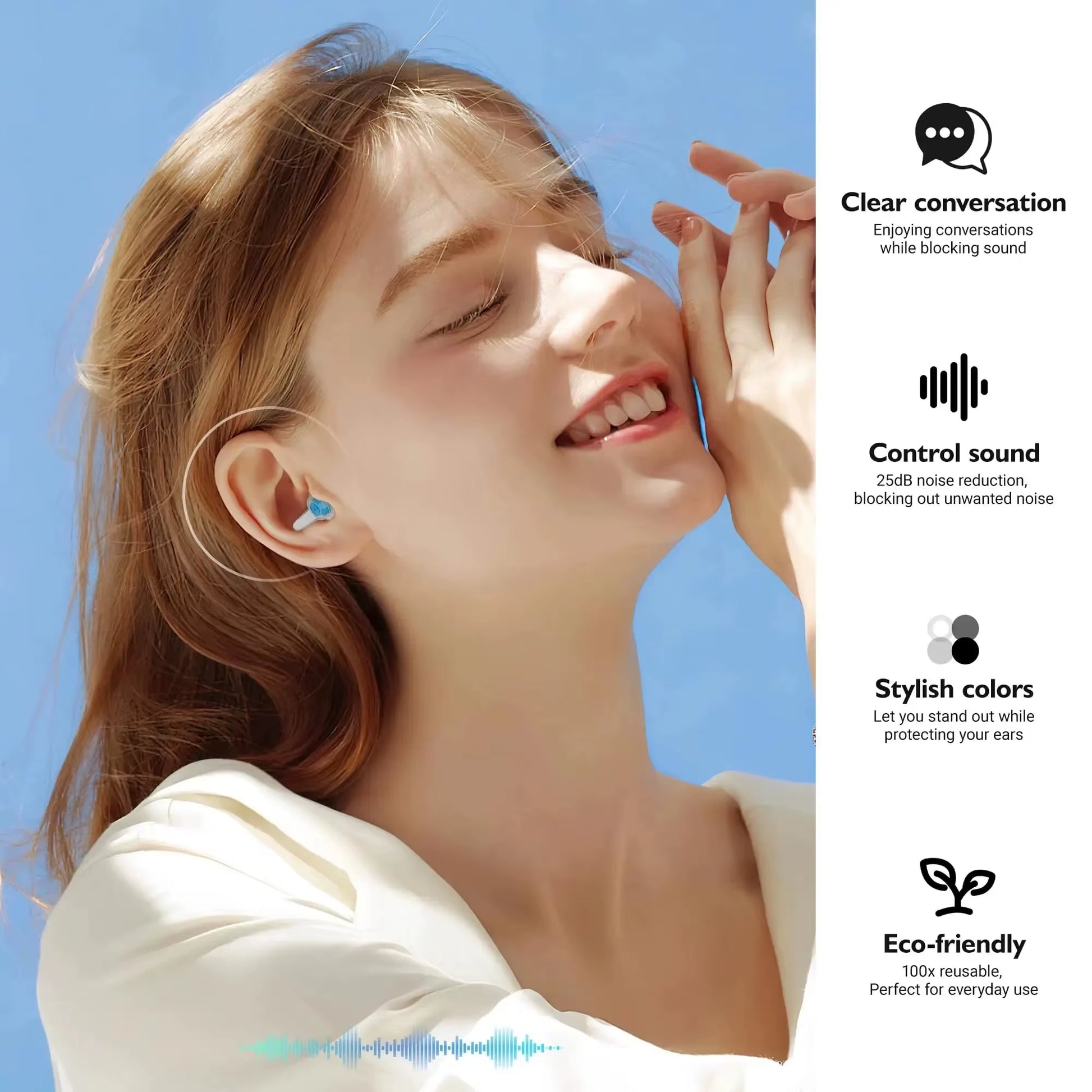 HUAK High Fidelity Silicone Ear Plugs for Noise Cancelling Washable Reusable Musicians Motorcycles Sleeping Work, Study, Swim