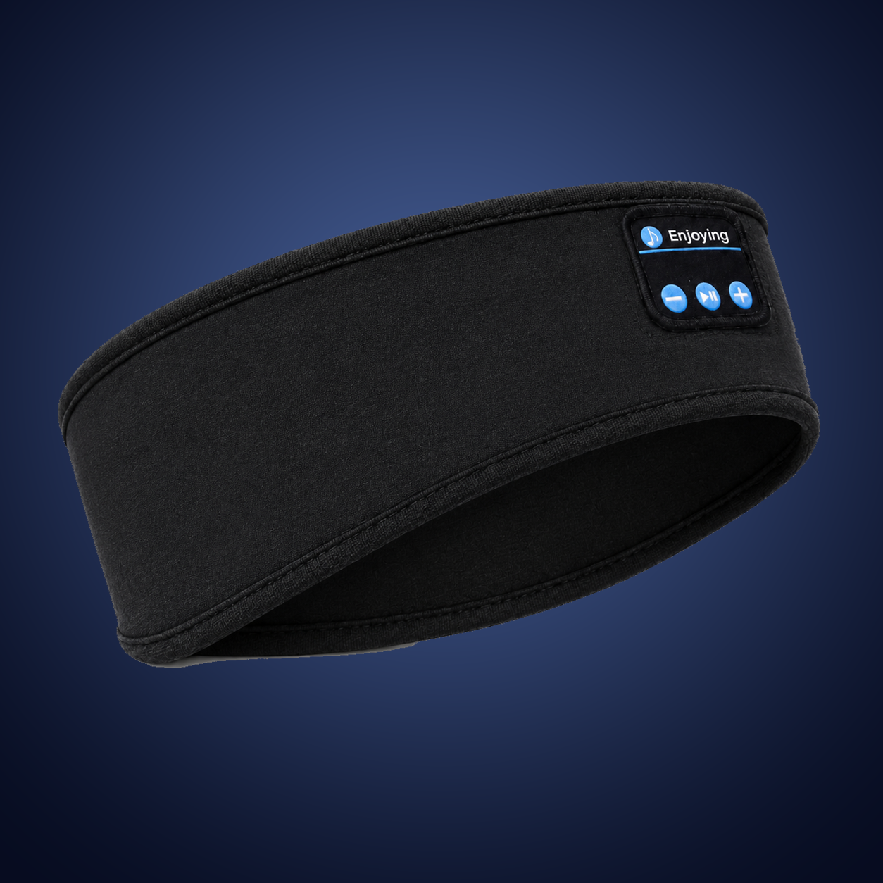 Gentle Morrow SleepSound Headband - Bluetooth sleep headband with flat speakers, shown on a navy background